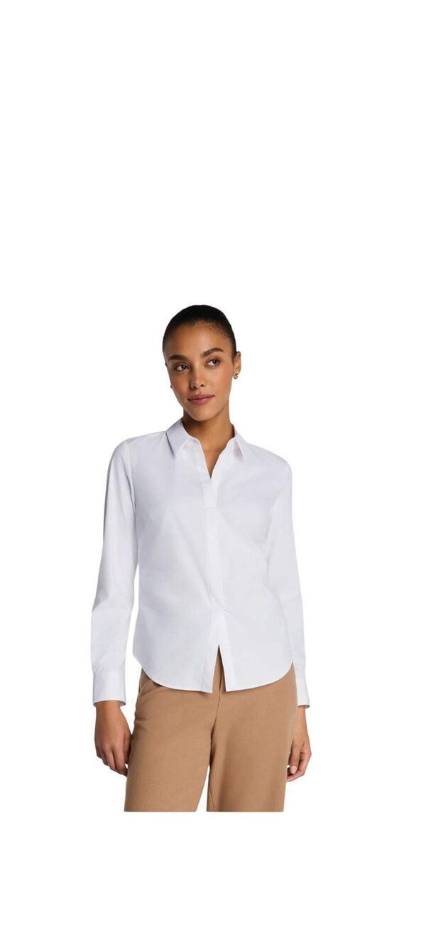 SPANX Oversized Poplin Button Down Shirt Womens Plus 2X white Long Sleeve Cotton - Picture 1 of 9